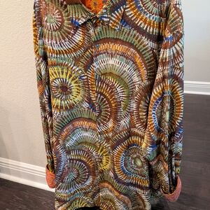 Robert Graham Multicolor Patterned Men's Shirt Beautiful Brown/Olive Colors